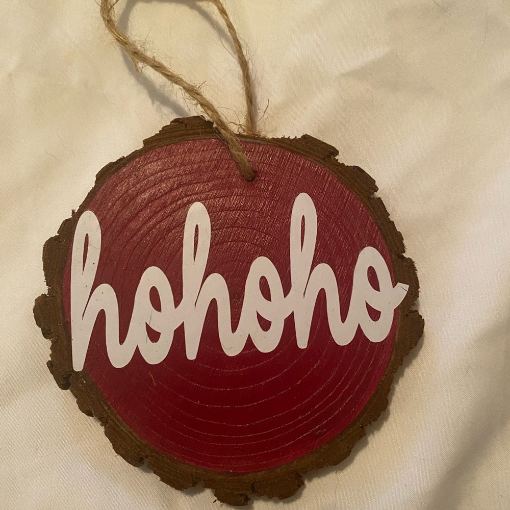 Rustic Red 'Ho Ho Ho' Holiday Ornament